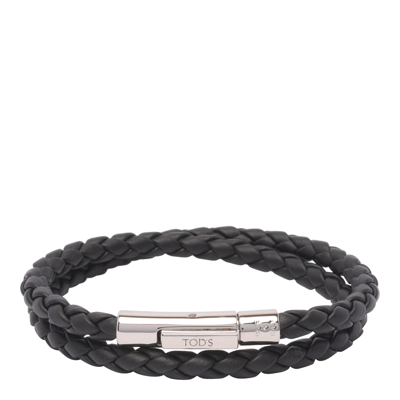 Shop Tod's Mycolors Leather Bracelet In Black