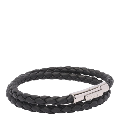 Shop Tod's Mycolors Leather Bracelet In Black
