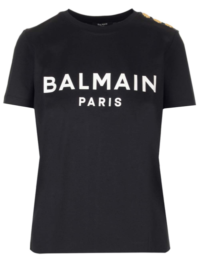 Shop Balmain Signature T-shirt In Nero