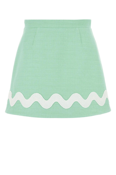 Shop Patou Sea Green Tweed Mini Skirt In Verde
