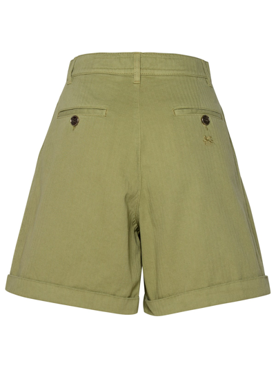 Shop Etro Green Cotton Shorts In Verde