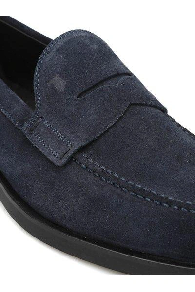 Shop Tod's Classic Penny Loafers In Dark Blue
