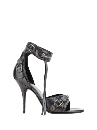 Shop Balenciaga Cagole H110 Sandals In Steel Grey/silver