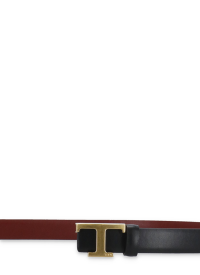 Tod's Reversible Leather Belt In Black