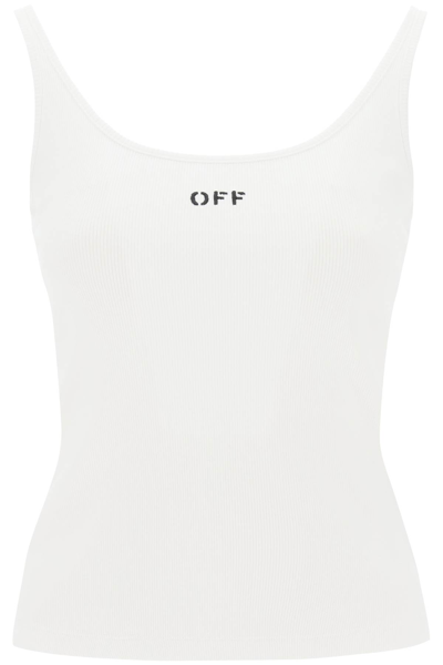 Shop Off-white Tank Top With Off Embroidery