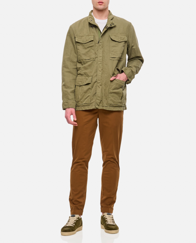 Shop Fay Cotton Linen Field Jacket In Verde