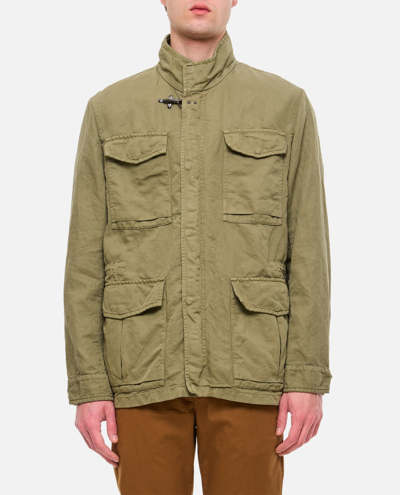 Shop Fay Cotton Linen Field Jacket In Verde