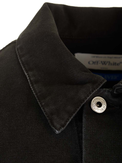 Shop Off-white Signature Denim Jacket In Nero