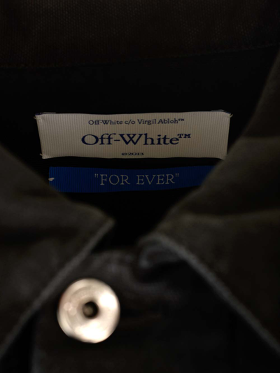 Shop Off-white Signature Denim Jacket In Nero