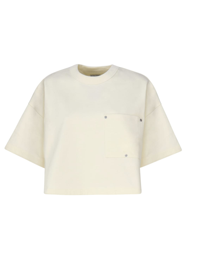 Shop Bottega Veneta Cotton Jersey T-shirt With Nameplate In Bianco