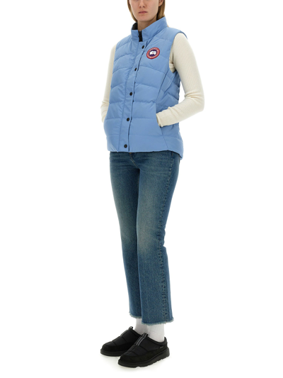 Shop Canada Goose Padded Vest With Logo In Azzurro