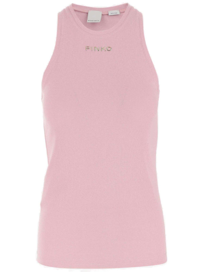 Shop Pinko Logo Detailed Sleeveless Tank Top In Rosa