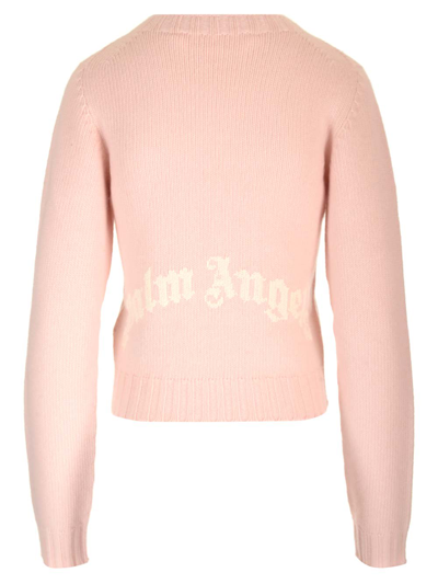 Shop Palm Angels Sweater With Logo On The Back In Rosa