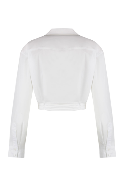 Shop Pinko Camene Cropped Poplin Shirt In Bianco
