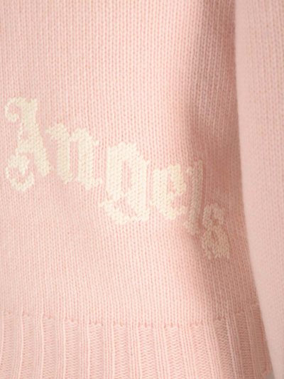 Shop Palm Angels Sweater With Logo On The Back In Rosa
