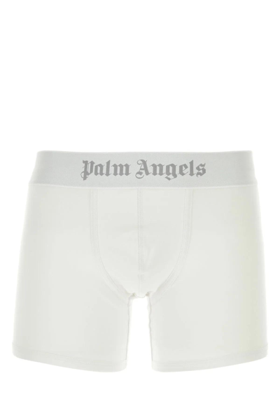 Shop Palm Angels White Stretch Cotton Boxer Set In Bianco