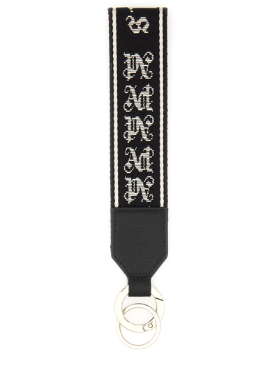 Shop Palm Angels Key Holder With Logo In Nero