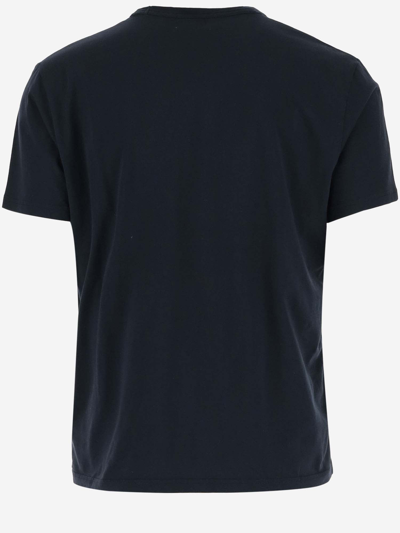 Shop Woolrich Cotton T-shirt With Logo In Melton Blu
