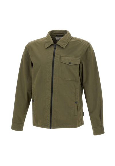 Shop Woolrich Gabardine Overshirt Cotton Jacket In Lake Olive