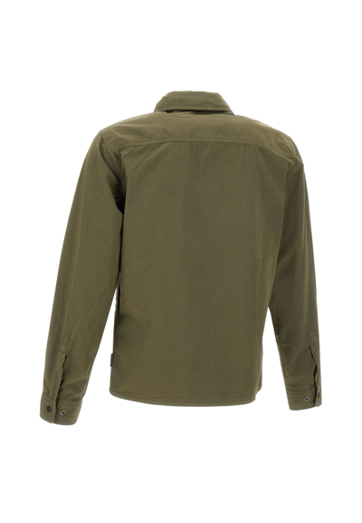 Shop Woolrich Gabardine Overshirt Cotton Jacket In Lake Olive