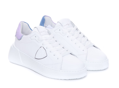 Shop Philippe Model Tres Temple Sneakers In Bianco E Celeste