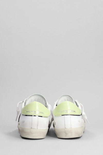 Shop Philippe Model Prsx Low Sneakers In White Leather In Bianco