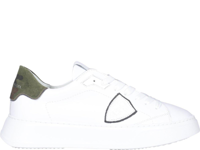 Shop Philippe Model Temple Veau Camouflage Sneakers In Bianco E Verde