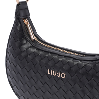 Shop Liu •jo Logo Hobo Bag In Nero