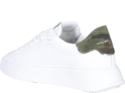 Shop Philippe Model Temple Veau Camouflage Sneakers In Bianco E Verde