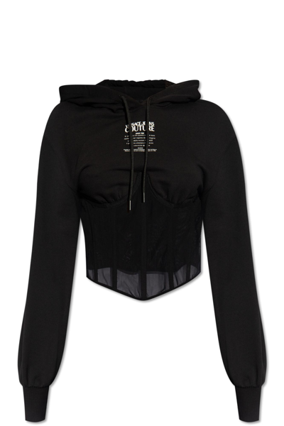 Shop Versace Jeans Couture Sweatshirt In Contrasting Fabrics In Black