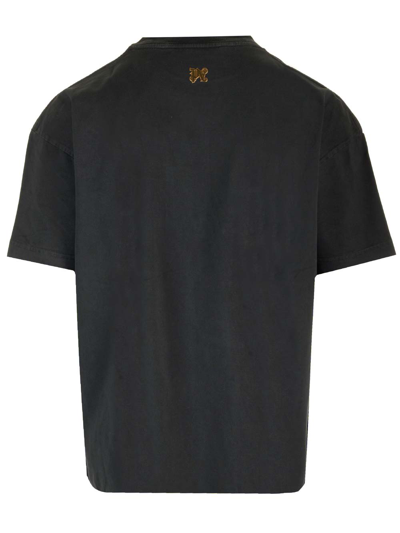 Shop Palm Angels T-shirt With Burining Monogram On The Front In Nero