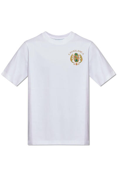 Shop Casablanca Printed T-shirt In Bianco