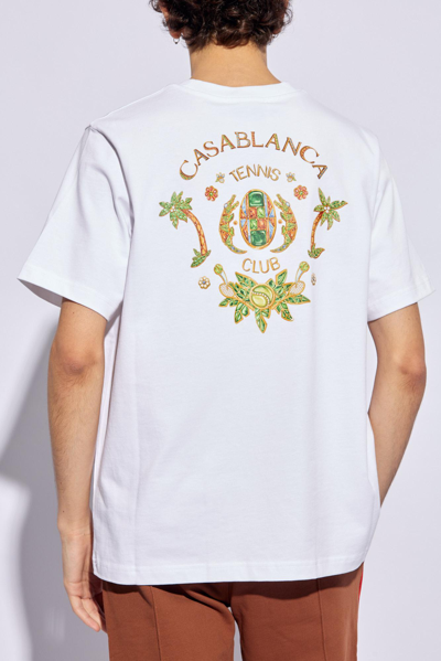 Shop Casablanca Printed T-shirt In Bianco