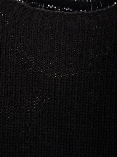Shop Palm Angels Black Wool Sweater With White Curved Logo On The Back In Nero