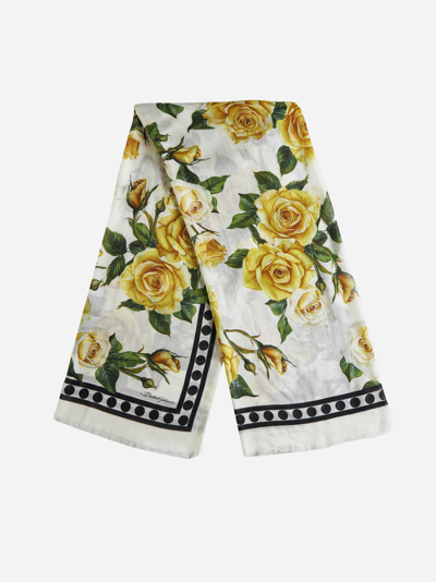 Shop Dolce & Gabbana Print Modal And Cashmere Scarf In Rose Gialle Fdo Bco