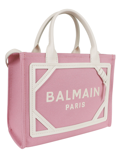 Shop Balmain B-army Shopper Small-canvas&logo In Rosa