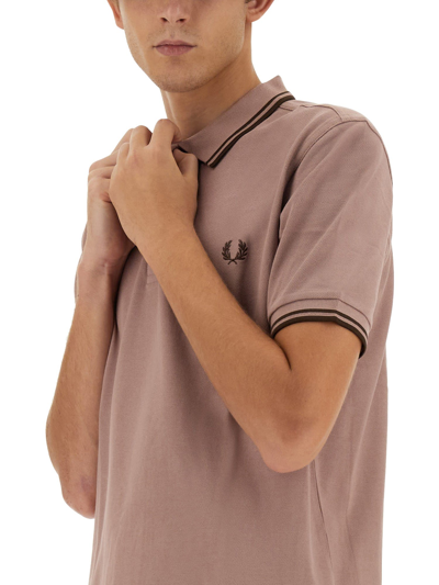 Shop Fred Perry Polo With Logo In Dark Pink