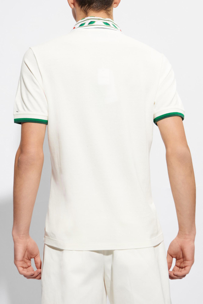 Shop Casablanca Patched Polo Shirt In Bianco