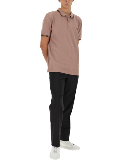 Shop Fred Perry Polo With Logo In Dark Pink
