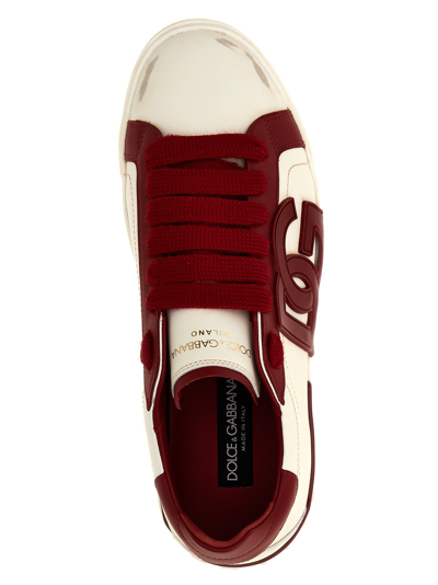 Shop Dolce & Gabbana Portofino Vintage Sneakers In Bianco/lampone
