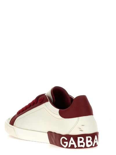 Shop Dolce & Gabbana Portofino Vintage Sneakers In Bianco