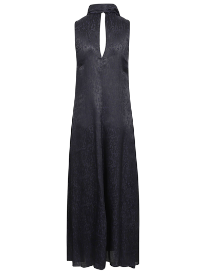 Shop Forte Forte Microdamier Fluid Jacquard Scarf Dress In Nuit