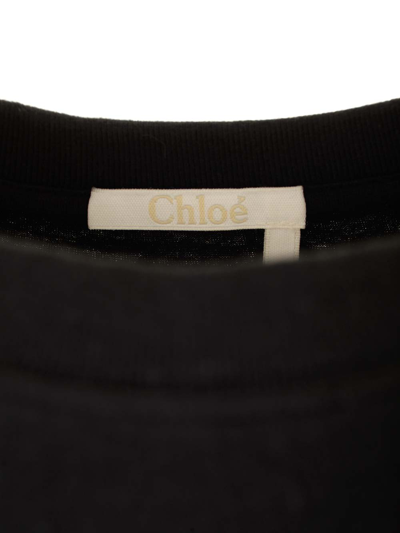 Shop Chloé Black T-shirt With Embroidered Logo In Nero