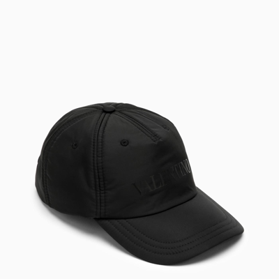 Shop Valentino Black Baseball Cap With Logo In Nero