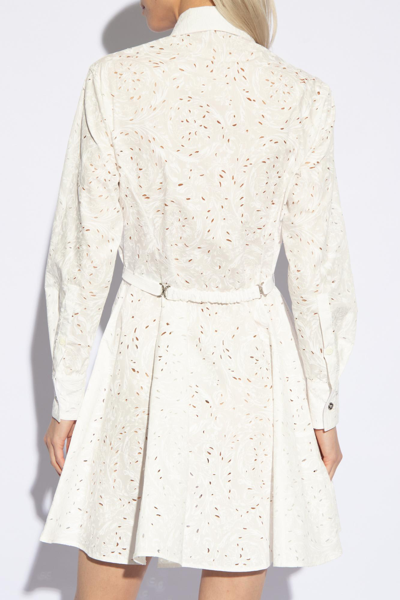 Shop Versace Shirt Dress In Bianco