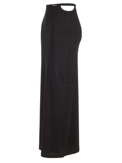 Shop Alexander Wang Long Skirt In Ribbed Stretch Cotton In Black