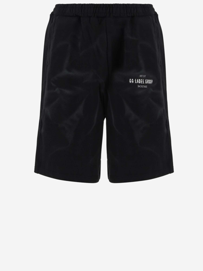 Shop 44 Label Group Cotton Bermuda Shorts With Logo In Nero