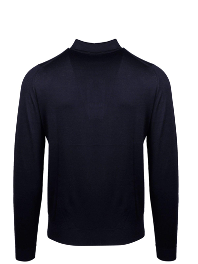 Shop John Smedley Bradwell Long-sleeve Polo Shirt In Blue