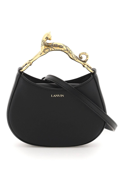Shop Lanvin Leather Small Hobo Cat Nano Bag In Nero