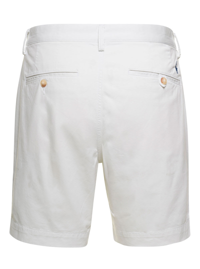 Shop Polo Ralph Lauren White Chino Shorts With Logo Patch In Cotton Man